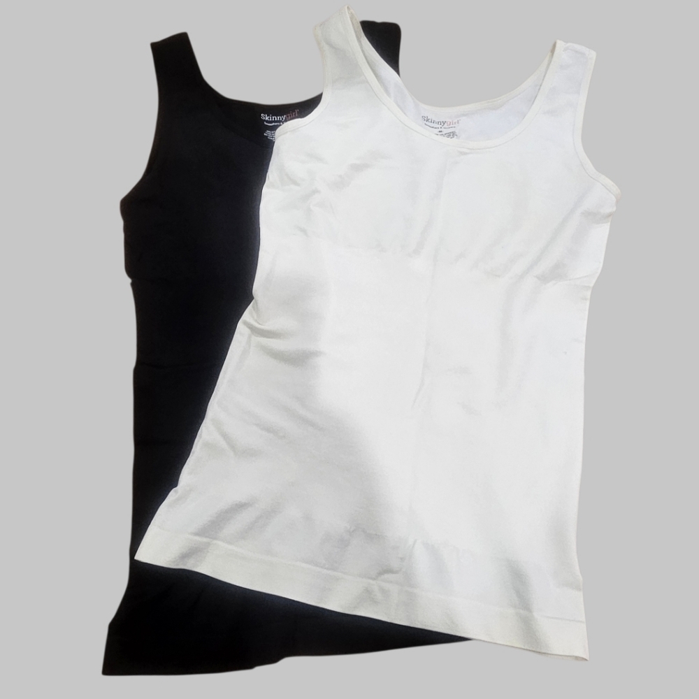 Skinny Girl Smoothers And Shapers Seamless Tank Top 2 Pack Black Cream Medium